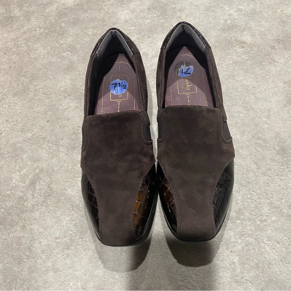Clarks Everyday Womens Noreen Will Brown Leather Loafers Shoes Slip On 7.5 M